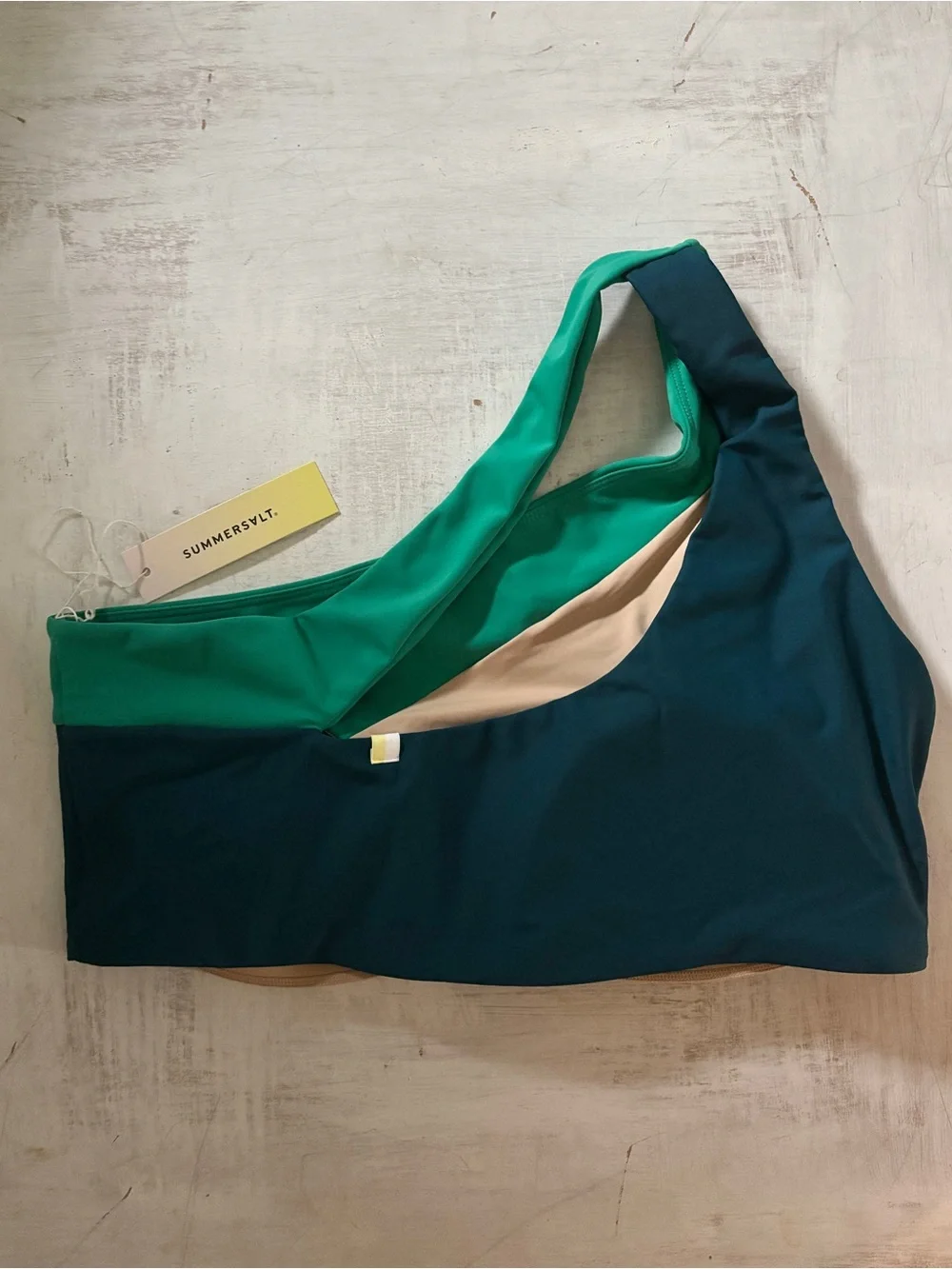 Summersalt Sidestroke Bikini Top One Shoulder Teal Blue NWT Size 10